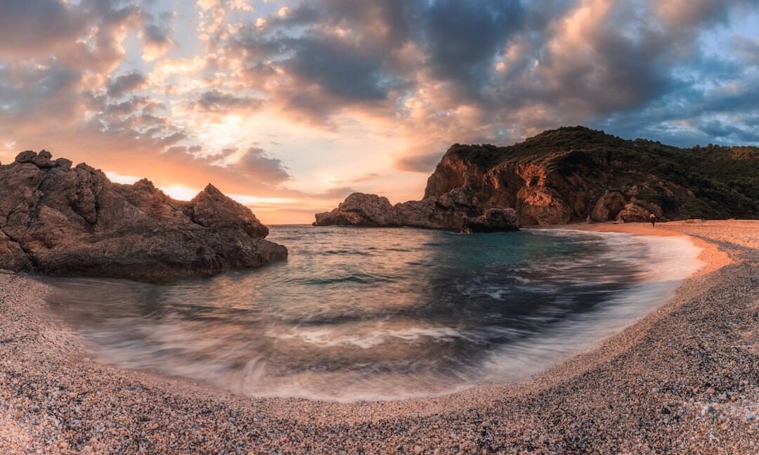 hidden beach at sunset